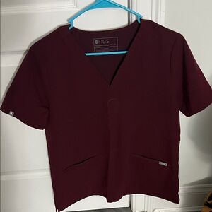 Figs Wine V‑Neck Medical Scrub Top